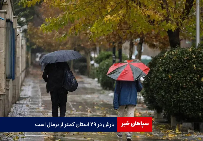بارش در ۲۹ استان کمتر از نرمال است