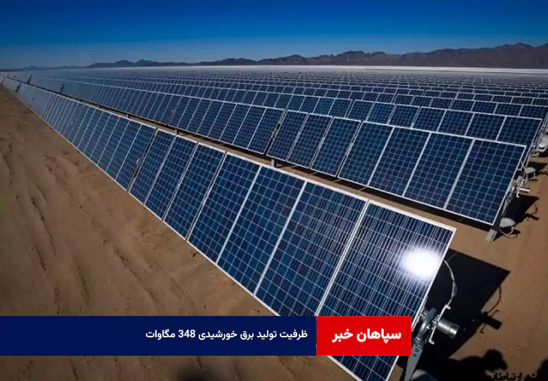 ظرفیت تولید برق خورشیدی ۳۴۸ مگاوات