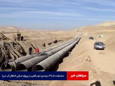 مشارکت ۲۲.۵ درصدی ذوب‌آهن در پروژه حیاتی انتقال آب دریا