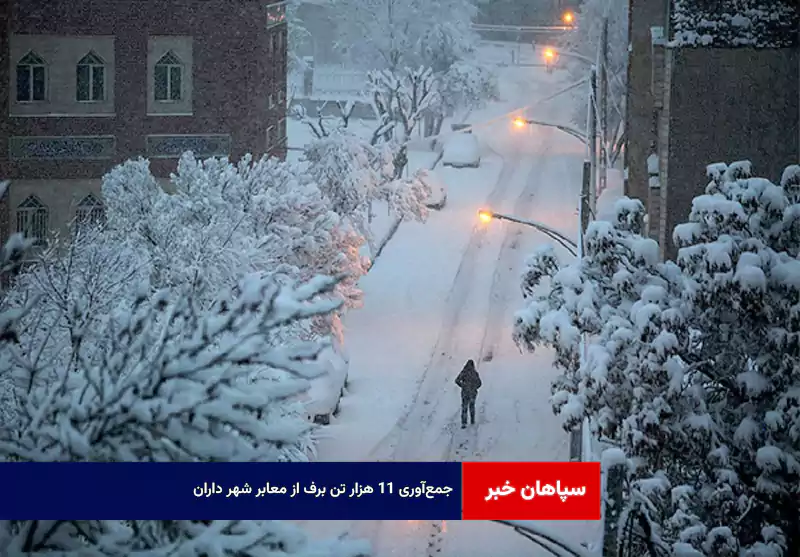 جمع‌آوری ۱۱ هزار تن برف از معابر شهر داران