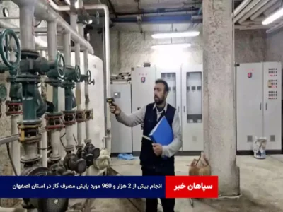 انجام بیش از ۲ هزار و ۹۶۰ مورد پایش مصرف گاز در استان اصفهان