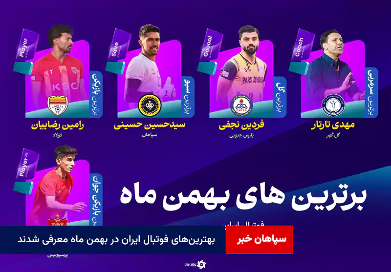 بهترینهای فوتبال ایران در بهمن ماه معرفی شدند
