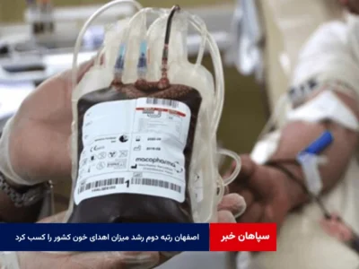 اصفهان رتبه دوم رشد میزان اهدای خون کشور را کسب کرد
