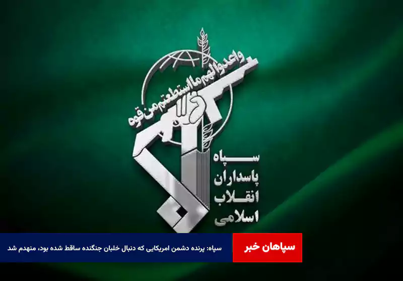 سپاه: پرنده دشمن امریکایی که دنبال خلبان جنگنده ساقط شده بود، منهدم شد