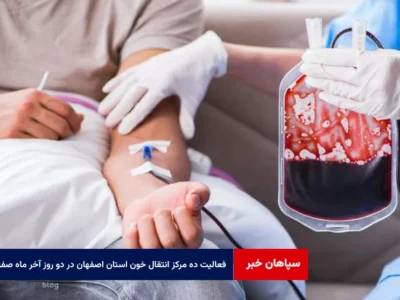 فعالیت ده مرکز انتقال خون استان اصفهان در دو روز آخر ماه صفر