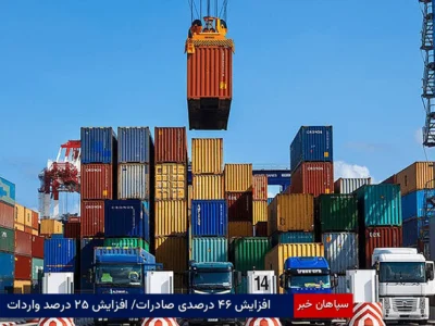افزایش ۴۶ درصدی صادرات/ افزایش ۲۵ درصد واردات